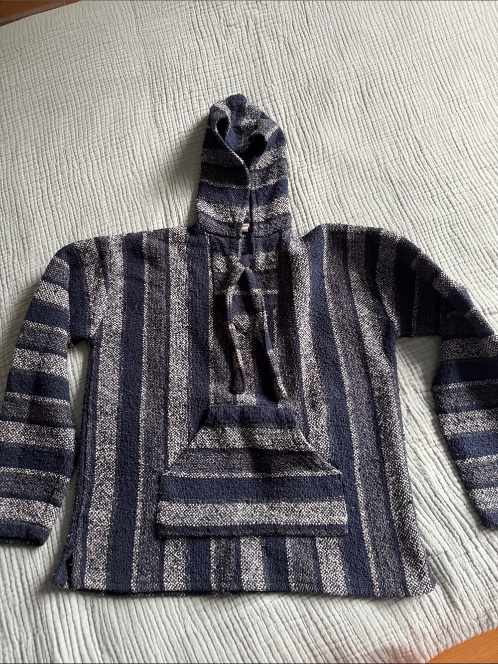 Striped Navy and Gray Hooded Men’s Sweater